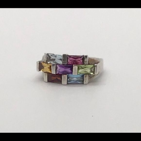 Jewelry - Sterling Silver Ring with 7 Gemstones‎